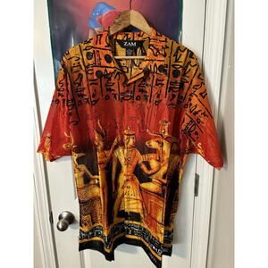 vintage Zam Egyptian Hawaiian style red black style Shirt Size XL Deadstock